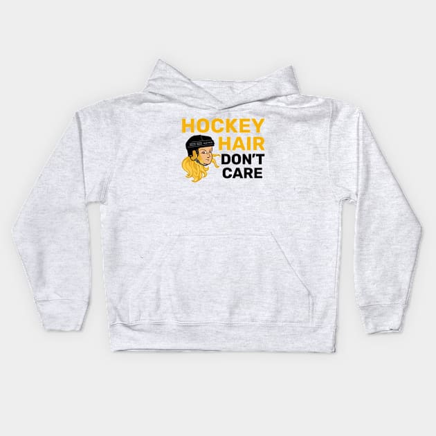 Hockey Hair Don't Care Blonde Kids Hoodie by SaucyMittsHockey